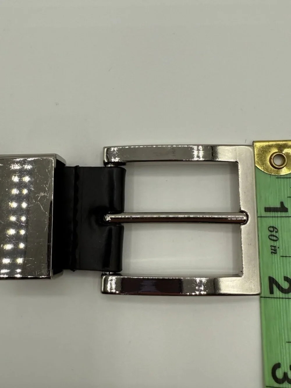 apt. 9 Men’s Black Leather Belt Sz M Silver-tone Metal